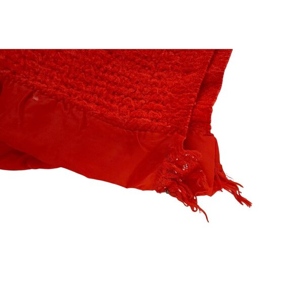 Vntg JCPenney orange Satin Border Woven Fabric Blanket Movie/Play Prop Pet Mat - Picture 10 of 13